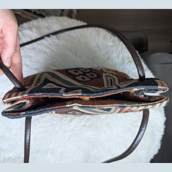 Nine West, Vintage Tapestry Shoulder Bag – 90s Y2K Boho Aztec Style - Picture 6 of 12